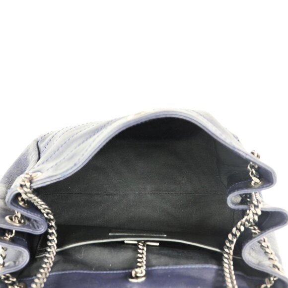YVES SAINT LAURENT  Vintage Monogram Nolita Chevron Leather Shoulder Bag Navy Bl - Picture 12 of 15